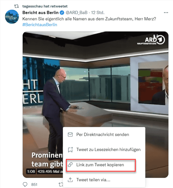 URL von Twitter kopieren