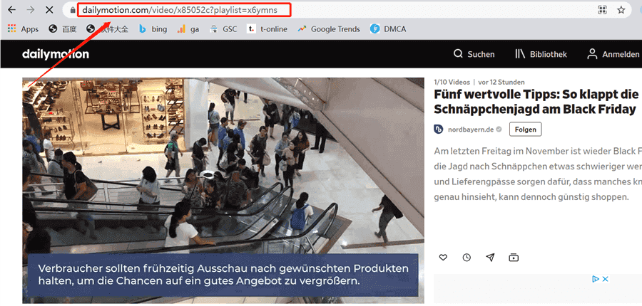 URL von Dailymotion kopieren