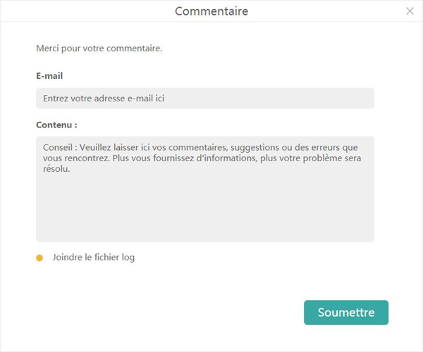 Fenêtre de commentaires