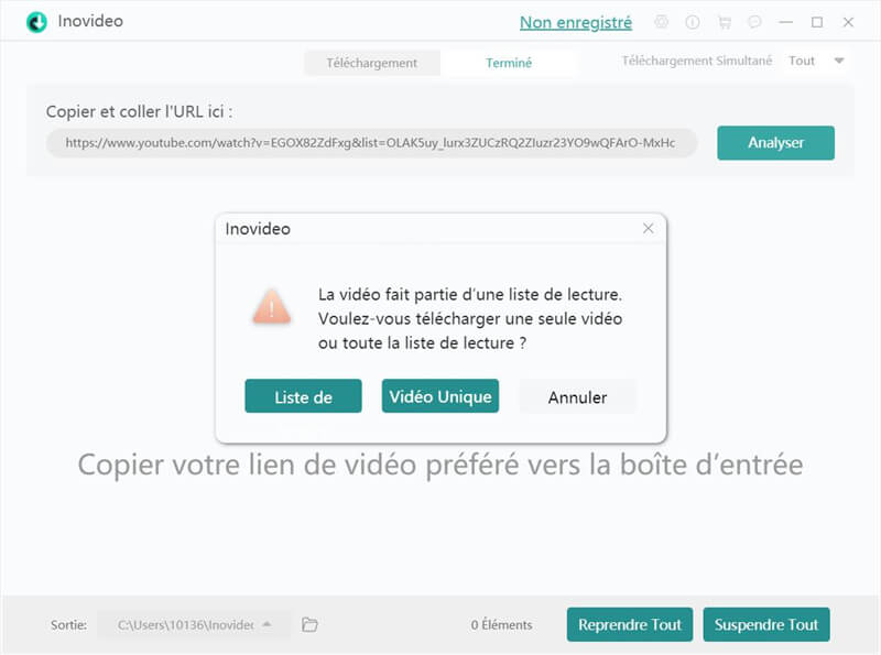 Télécharger une liste de lecture YouTube