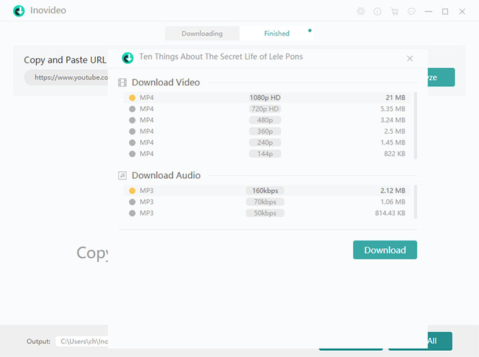 Choose Format to Download Periscope Video