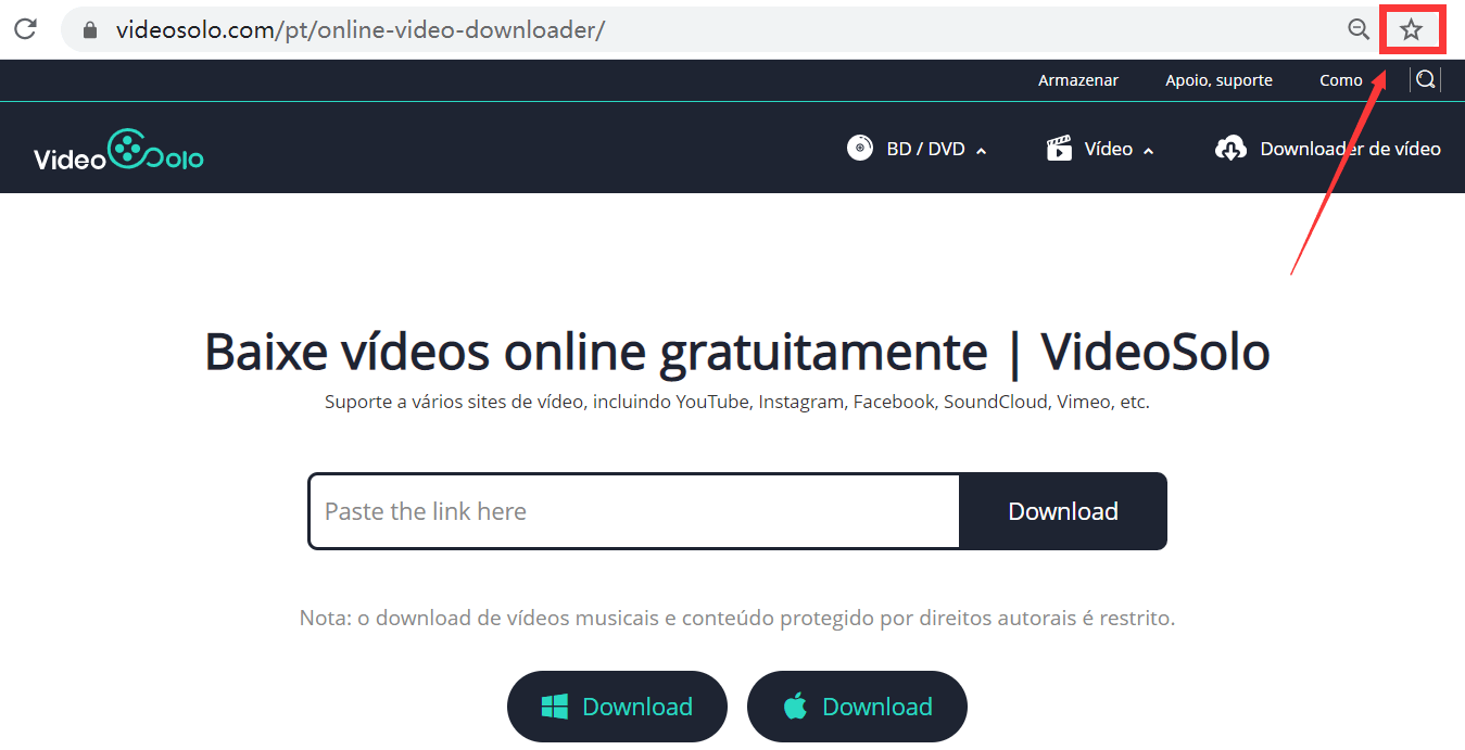 adicionar VideoSolo aos favoritos