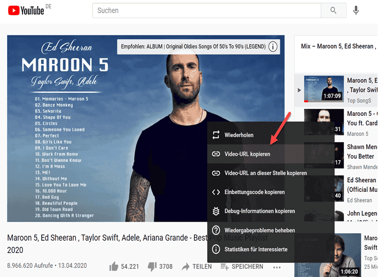 YouTube-Playlist-Link kopieren