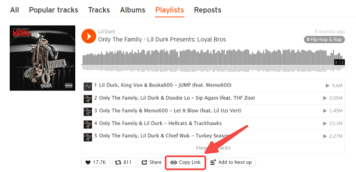 Copy SoundCloud Playlist Link