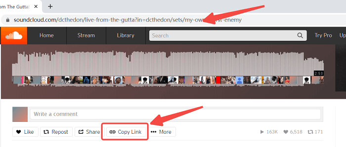 Copy SoundCloud Music URL
