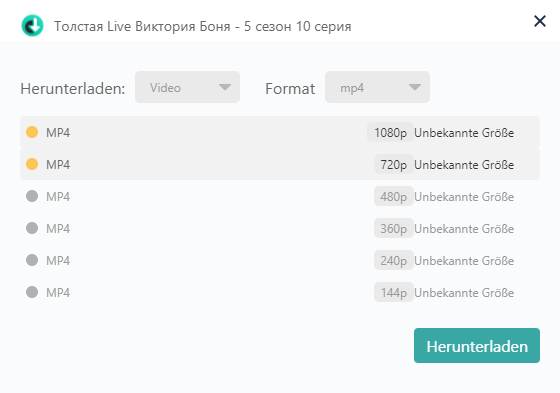 Okru Ausgabeformat wählen