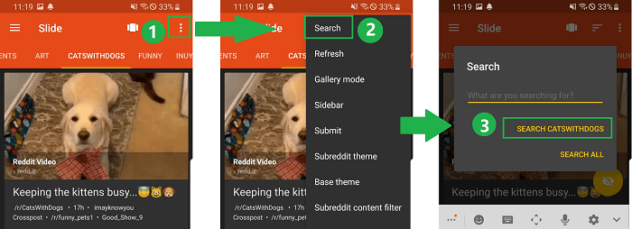 Search for Reddit Video on mobile