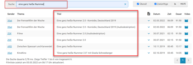 Titel der Sendung eingeben