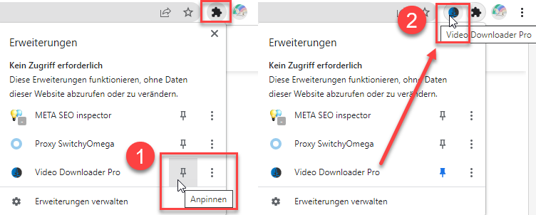 vdp Erweiterung anpinnen
