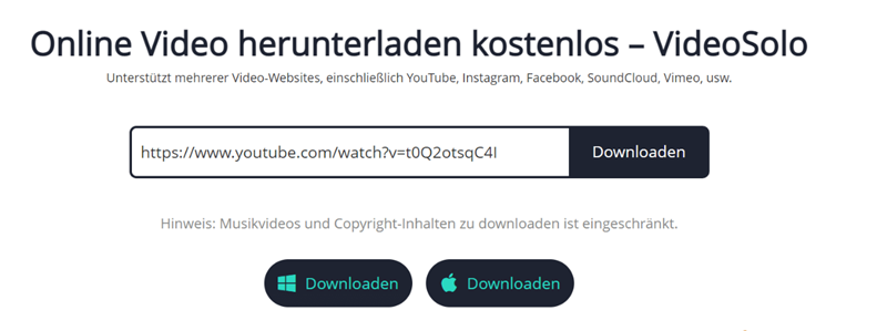 Videosolo Link einfügen