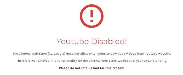 Extension Disabled from YouTube Video Download