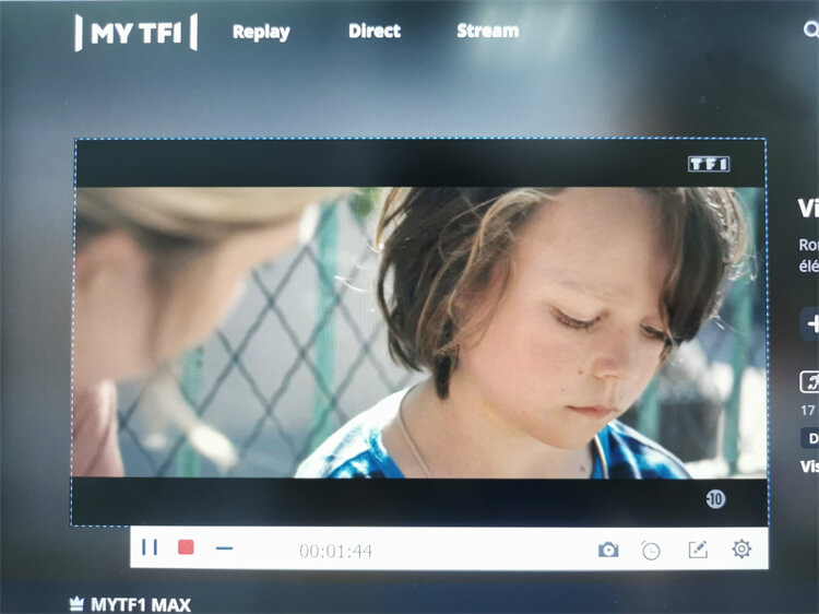 Démarrer l'enregistrement d'une vidéo MyTF1