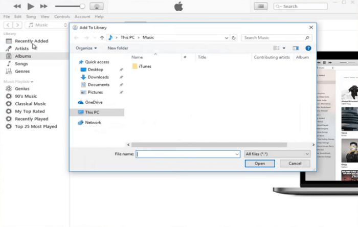 Choose the File to iTunes