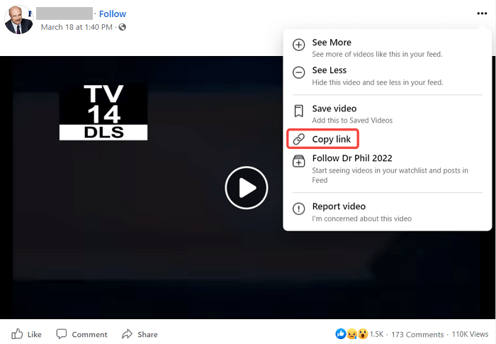 Facebook Copy Video URL