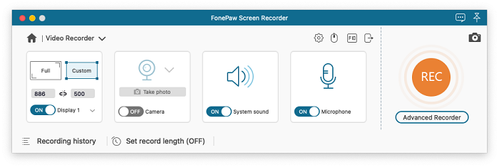 Customize the Recording Area with FonePaw