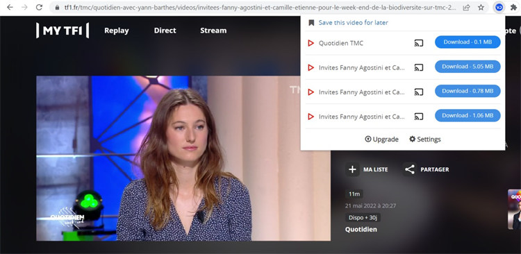 extensions de navigateurs pour télécharger des vidéos MyTF1