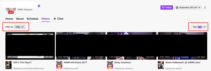 Filter Twitch Clips