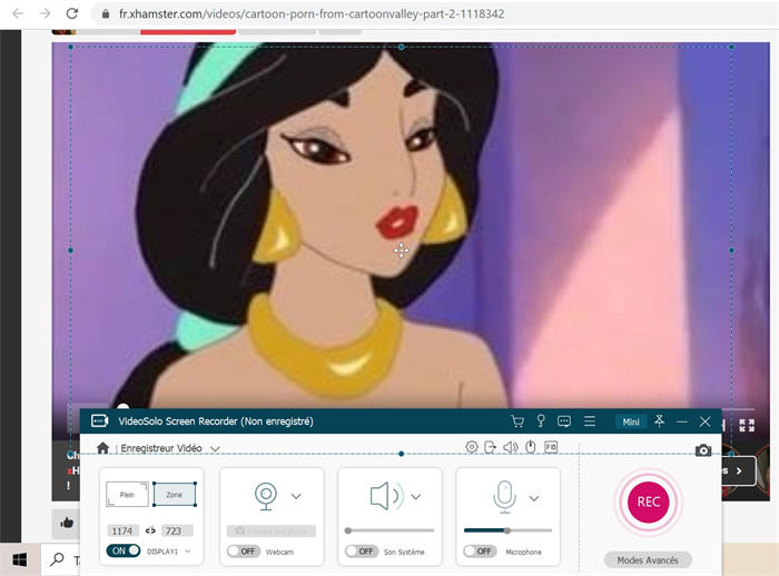 fixer la zone d'enregistrement des vidéos XHamster