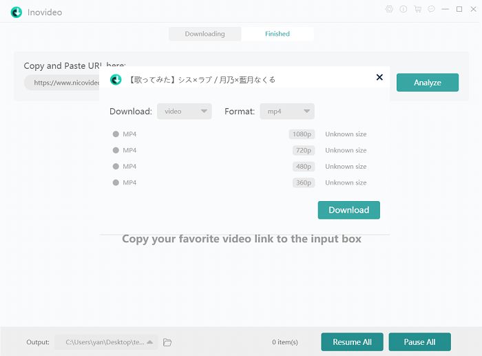 Inovideo Select Output Format