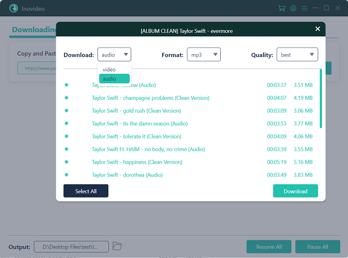 Select Playlist Output Format