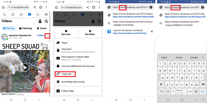 Alter Facebook Video URL on Android