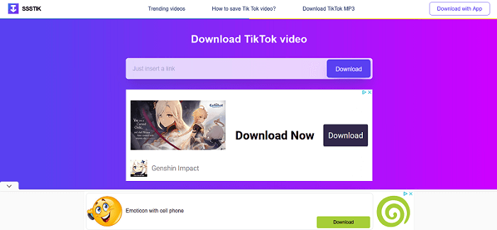 SSSTik TikTok to MP3 Downloader Homepage