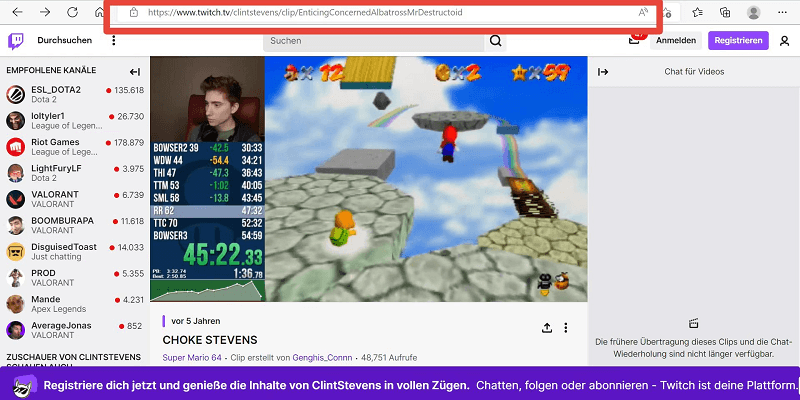 Twitch Clip kopieren