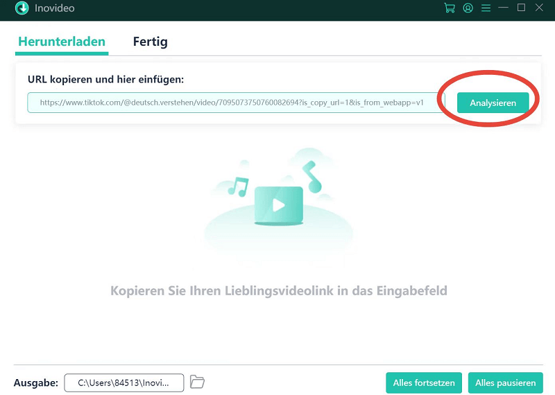 Inovideo Hauptoberfläche