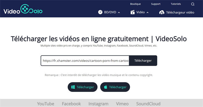 utiliser l'outil en ligne pour télécharger la vidéo XHamster