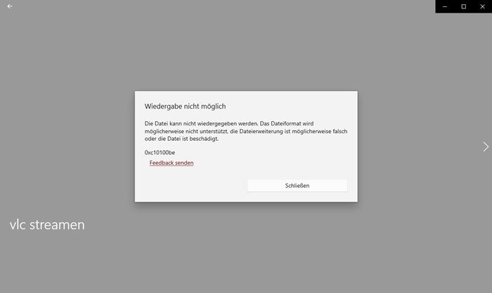 VLC Wiedergabe nicht möglich