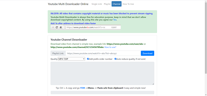 YouTube Milti Downloader Homepage